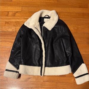 Universal Thread Black and Cream Leather Jacket